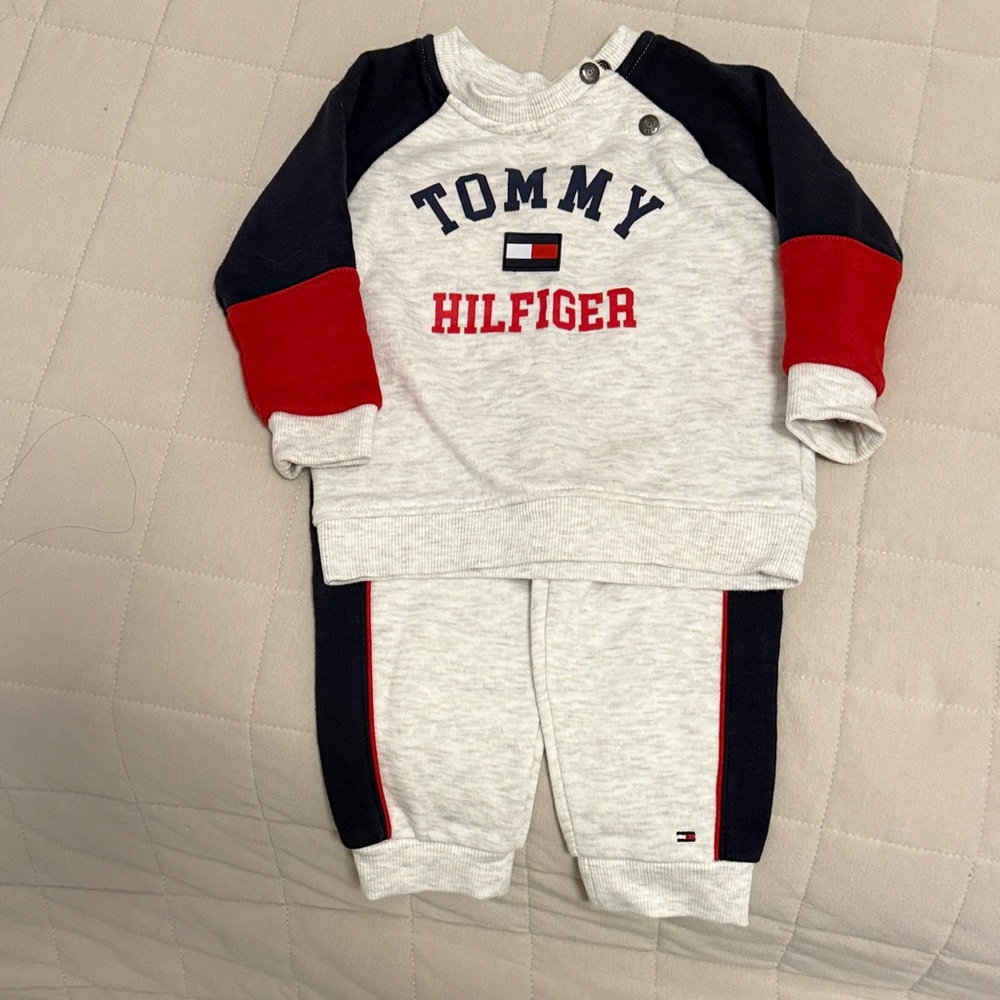 Tommy Hilfiger Gray and Red Baby Set